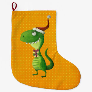 Cute Christmas T-rex Large Christmas Stocking
