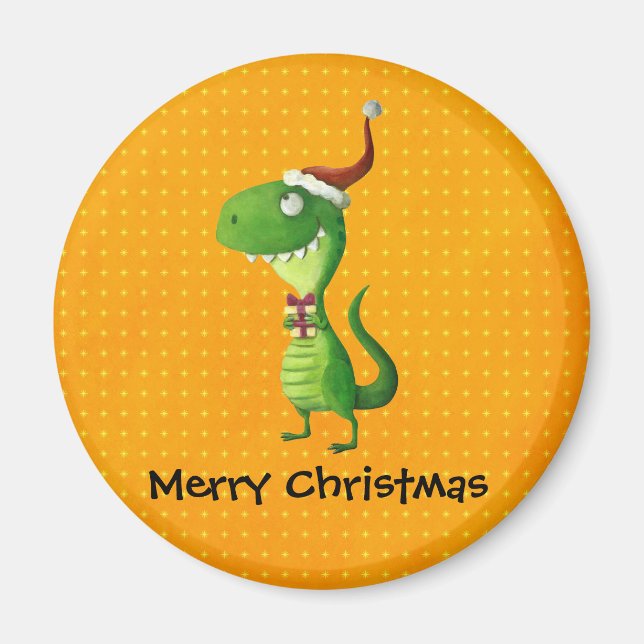 Cute Christmas T-rex Magnet (Front)