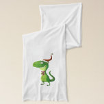 Cute Christmas T-rex Scarf<br><div class="desc">Merry Christmas Tyrannosaurus Rex. Cute and Happy prehistoric Santa Claus helper. Little T-rex with red Santa hap on, holding Christmas gift with his very short adorable hands. Nice Christmas Dinosaur illustration on many presents ideas from Party Monster Store.</div>