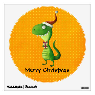 Cute Christmas T-rex Wall Decal
