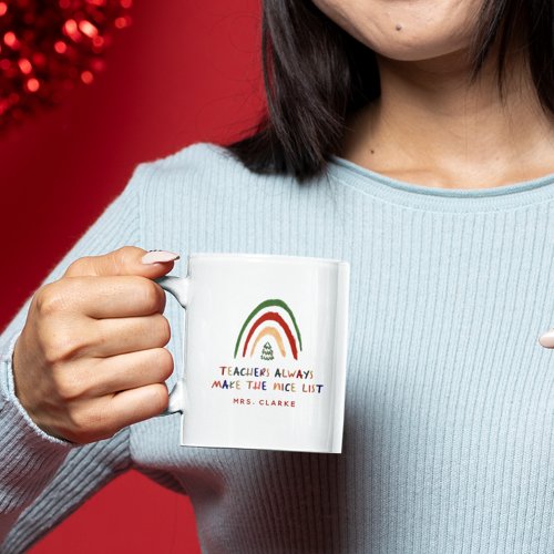 Cute Christmas Teacher Gift Modern Drawn Rainbow Mug