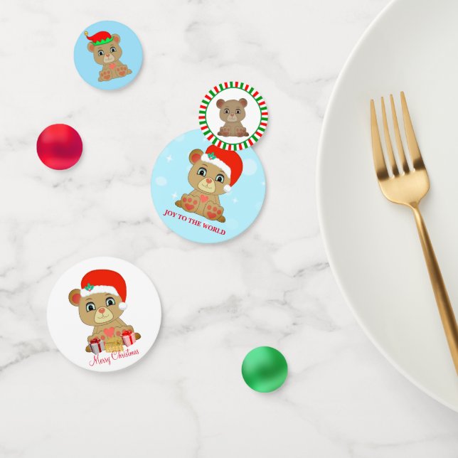 Cute Christmas Teddy Bear Confetti (Group)