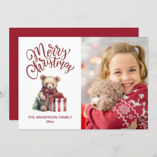 Cute Christmas Teddy Bear Photo Holiday