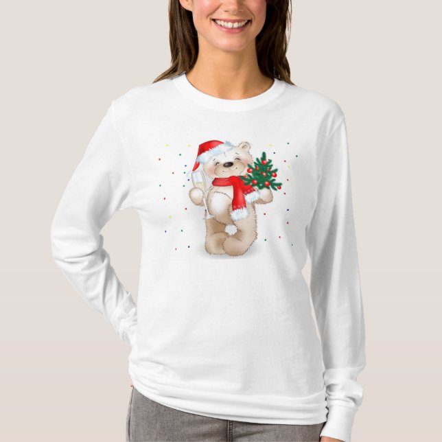 cute christmas teddy bear t-shirt (Front)