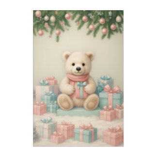 Cute Christmas Teddy Bear with Gifts Acrylic Print