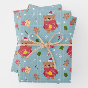 Cute Christmas teddy bear Wrapping Paper Sheets