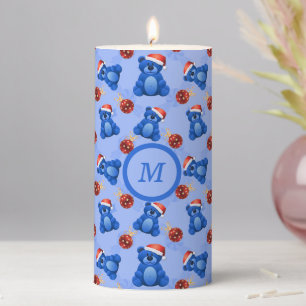 Cute Christmas Teddy Bears Pillar Candle