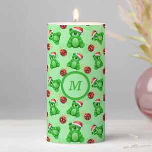 Cute Christmas Teddy Bears Pillar Candle
