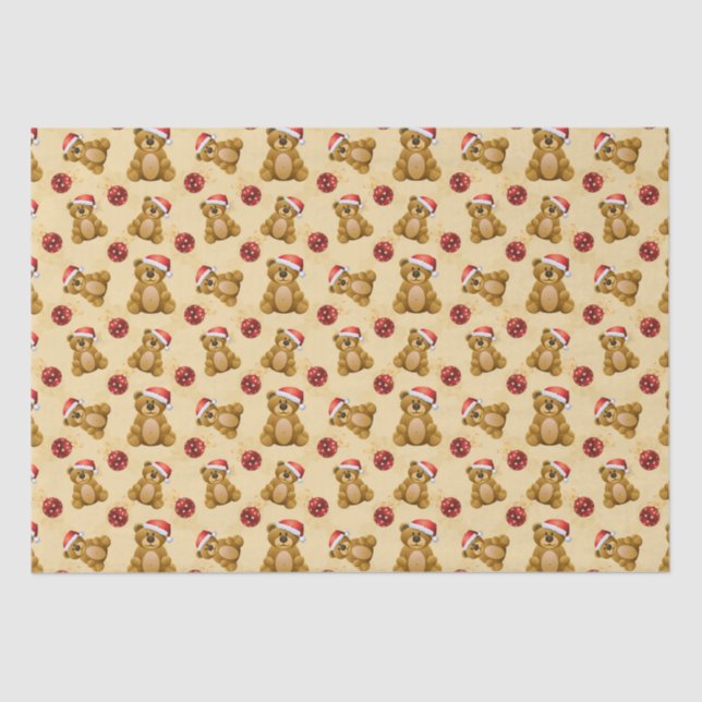Cute Christmas Teddy Bears  Tissue Paper (Front)