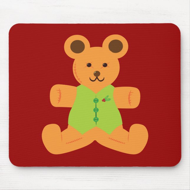 Cute Christmas Teddybear Mouse Pad (Front)
