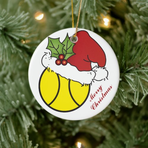 Cute Christmas Tennis Design Ceramic Ornament
