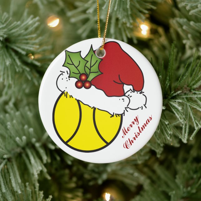 Cute Christmas Tennis Design Ceramic Ornament (Tree)