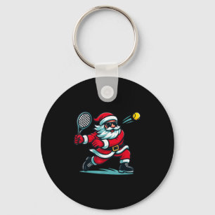 Cute Christmas Tennis Player Santa Xmas Boys Girls Keychain