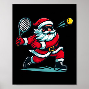 Cute Christmas Tennis Player Santa Xmas Boys Girls Poster