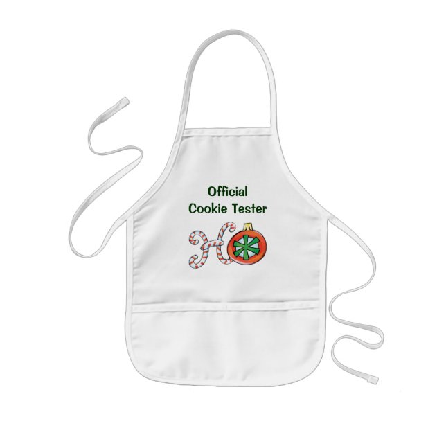 Cute Christmas Text, Ho in Candy Canes Ornaments Kids' Apron (Front)