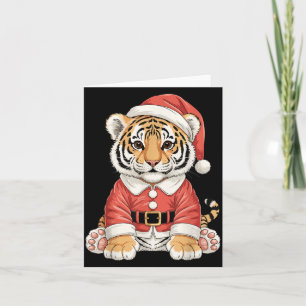 Cute Christmas Tiger Santa Safari Animal Card