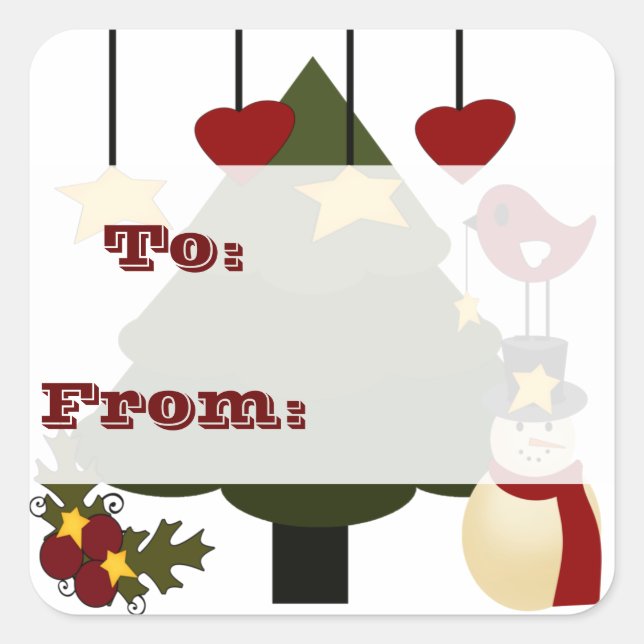 Cute Christmas To: From: Gift Tags Labels Stickers (Front)
