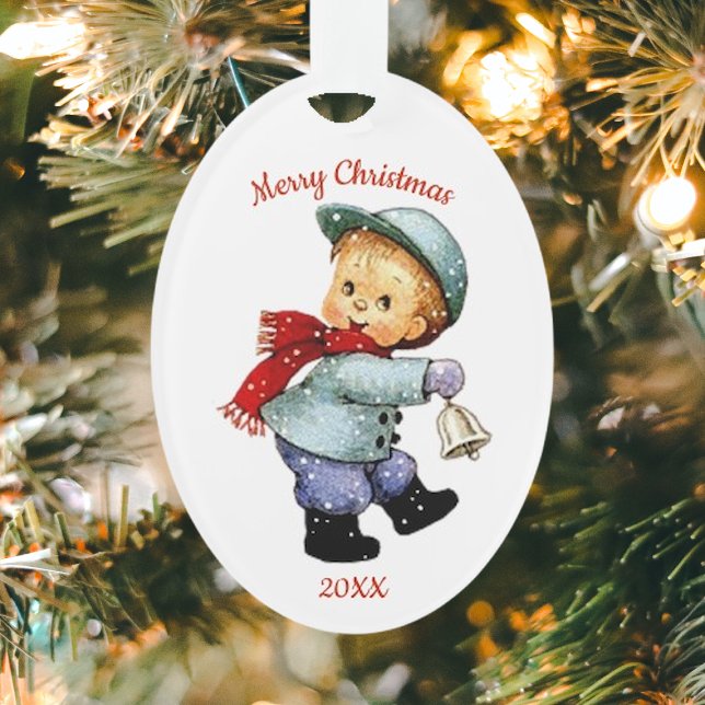 Cute Christmas Tot Boy with Bell Acrylic Ornament (Creator Uploaded)