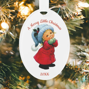 Cute Christmas Tot Joyful Face Acrylic Ornament