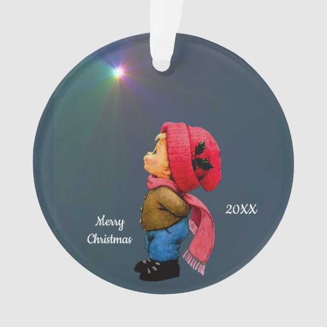 Cute Christmas Tot Star of Wonder Acrylic Ornament (Front)