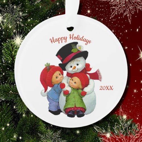 Cute Christmas Tots with Mrs Snowman Acrylic Ornament