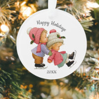 Cute Christmas Tots with Skates Acrylic Ornament