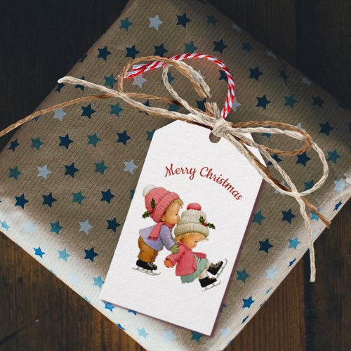 Cute Christmas Tots with Skates Gift Tag