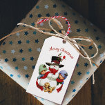 Cute Christmas Tots with Snowman Gift Tag<br><div class="desc">Personalize this gift tag for holiday gifts and goodies with your own text captions on front and back. Two paper styles to choose from. Darling nostalgic image of two cute tots with a snowman and a puppy. See gift bags and many other items in this same design collection</div>