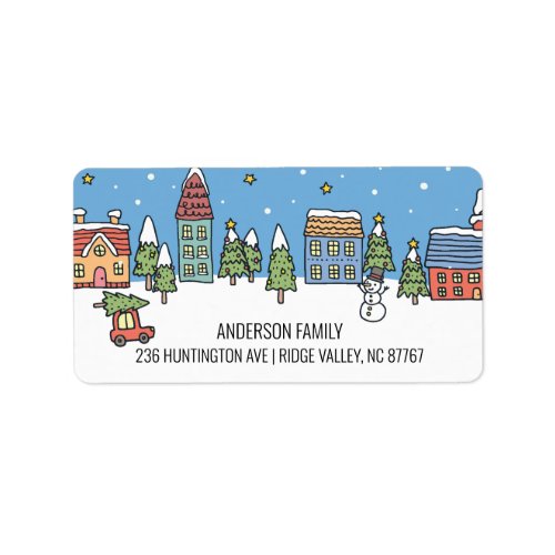 Cute Christmas Town Address Label