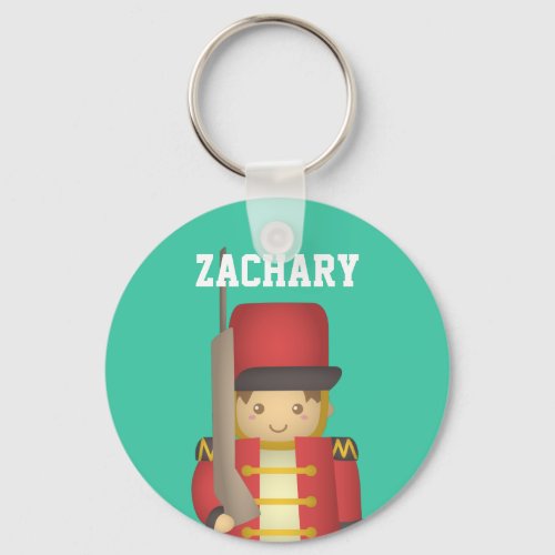 Cute Christmas Toy Soldier Boy in Red Keychain