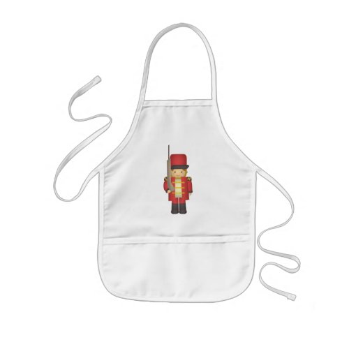 Cute Christmas Toy Soldier Boy in Red Kids Apron