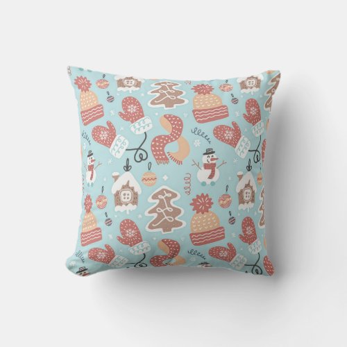 Cute Christmas Traditional Elements Pattern Throw Pillow