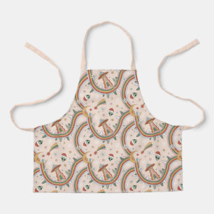 Cute Christmas Tree Alien Rainbow Holiday Pattern Apron