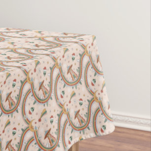 Cute Christmas Tree Alien Rainbow Holiday Pattern Tablecloth