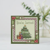 Cute Christmas Tree and Gifts Holiday Party Invitation (Standing Front)