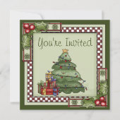 Cute Christmas Tree and Gifts Holiday Party Invitation (Front)