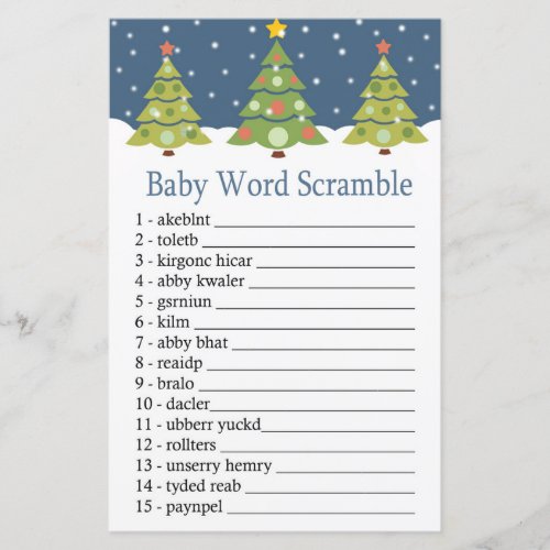 Cute Christmas Tree Baby word scramble game