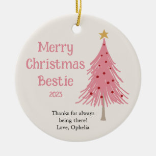 Cute Christmas Tree Blush Pink  Ceramic Ornament