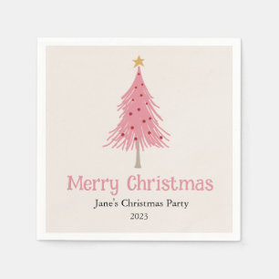 Cute Christmas Tree Blush Pink Party Napkins