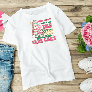 Cute Christmas Tree Cake Pink Modern Holiday T-Shirt