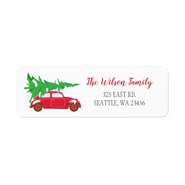 Cute Christmas Tree Car Address Label (Front)