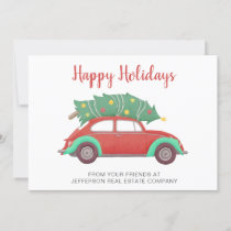 Cute Christmas Tree Car Corporate Business Holiday Card