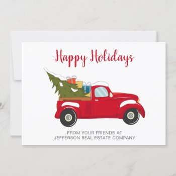 Cute Christmas Tree Car Corporate Business Holiday Card by XmasMall at Zazzle