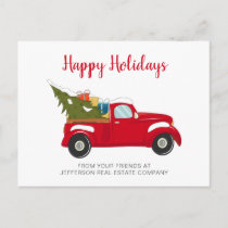 Cute Christmas Tree Car Corporate Business Holiday Postcard
