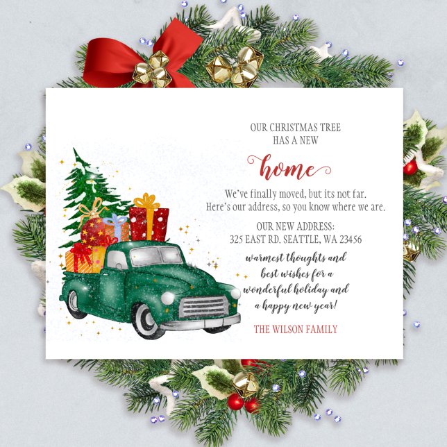Cute Christmas Tree Car Weve Moved Holiday Card (Creator Uploaded)
