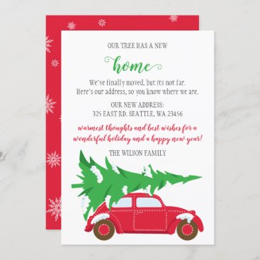 Cute Christmas Tree Car We've Moved Holiday Cards