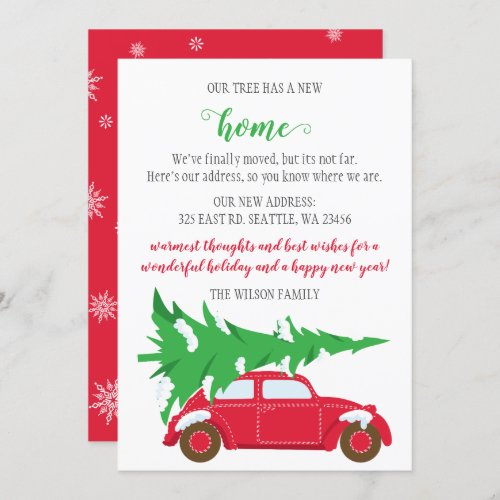 Cute Christmas Tree Car Weve Moved Holiday Cards