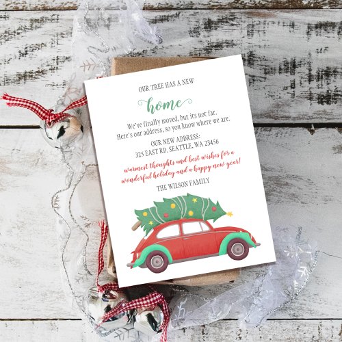 Cute Christmas Tree Car Weve Moved Holiday Cards