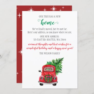 Cute Christmas Tree Car We've Moved Holiday Cards