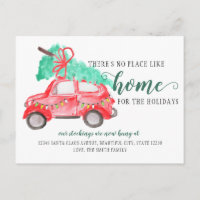 Cute Christmas Tree Car We've Moved Holiday Moving Announcement Postcard
